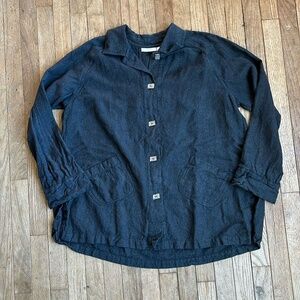 J. Jill Lagenlook Linen‎ Cashmere Charcoal Gray Jacket Coat size M